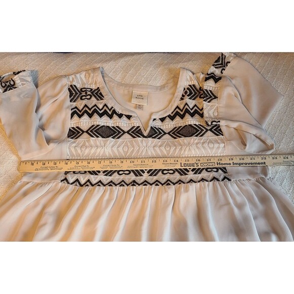 Knox Rose Womens XL Boho Embroidered Tribal Print Empire Waist Blouse Sheer - Picture 8 of 10